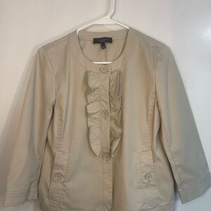 Talbots Tan Blazer with Three-Quarter Sleeves and Ruching Women’s Size 4